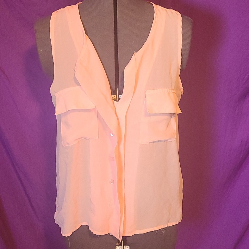 Truth NYC pink sheer sleeveless blouse